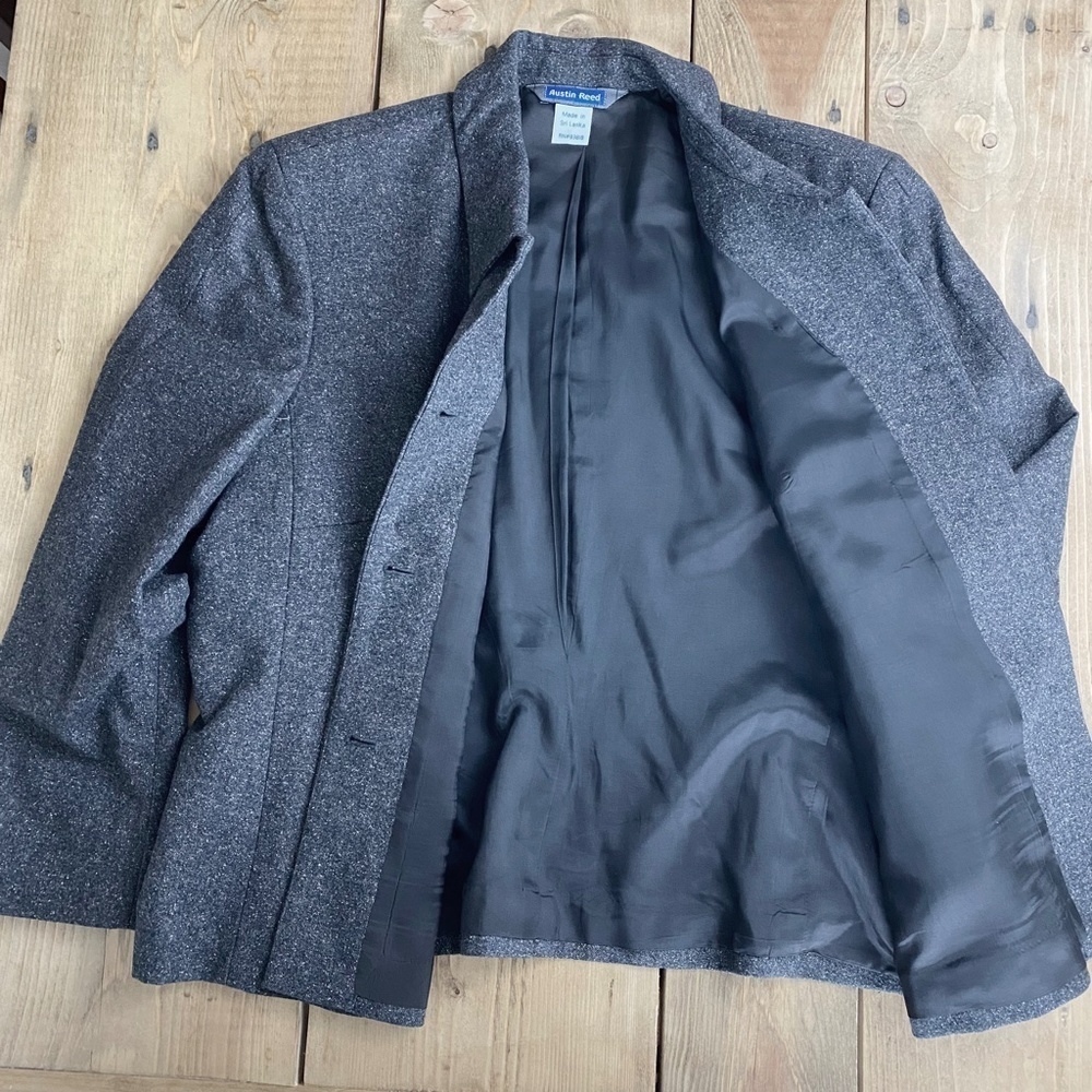 Austin Reed Wool Blazer Gray Lined 16WP Silk Angora - Picture 4 of 7
